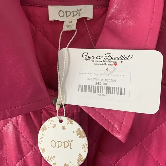 ODDY Pink Quilted Jacket Snap light weight - Picture 4 of 5